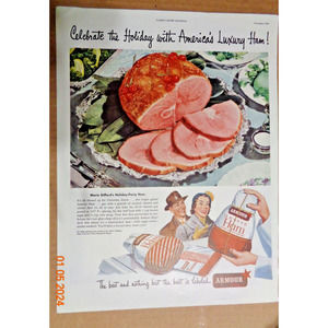 Vintage Print Ad -1948 for Armour Smoked Hams